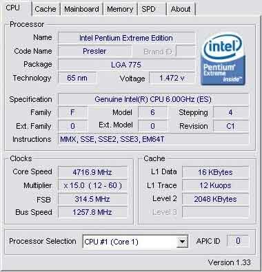 Pentium XE 965 @ 4.7 ГГц