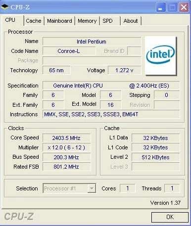 screen intel conroe-l @ 2.4 ГГц