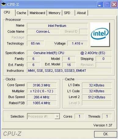 screen intel conroe-l @ 3.2 ГГц