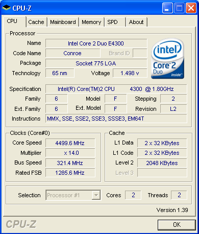 Разблокированный множитель у Intel Core 2 Duo E4300