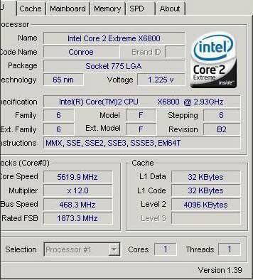 Core 2 Extreme X6800 @ 5916 МГц