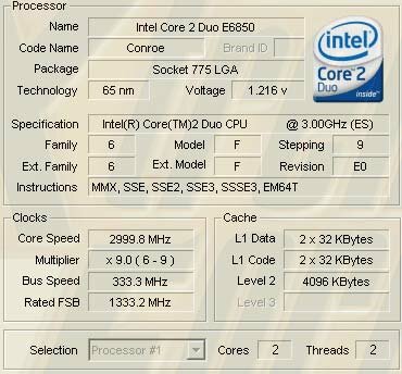 Core 2 Duo E6850