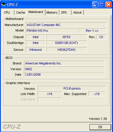 Спецификации ASUS P5W64 WS Professional