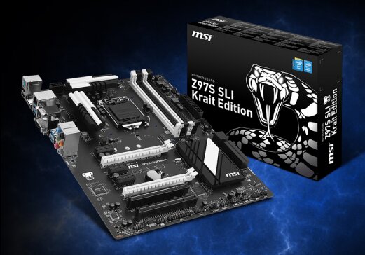 Системная плата MSI Z97S SLI Krait Edition выполнена в черно-белой цветовой гамме